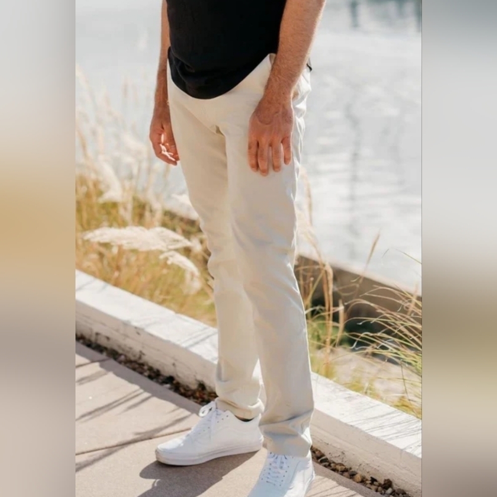 Taylrd Fit Casual Pant Cotton Chino Khaki Beige Pants Size 35x30